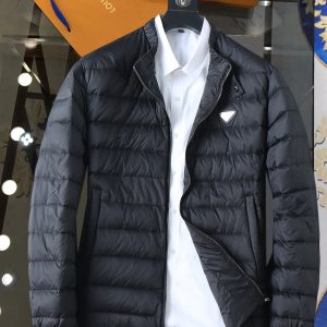 Prada GW exclusive autumn and winter new classic down jacket, hooded high-neck down jacket